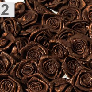 Kb 12mm-es Szatén rózsa virág - csokoládé barna