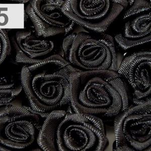 Kb. 15mm-es Szatén rózsa, virág - fekete
