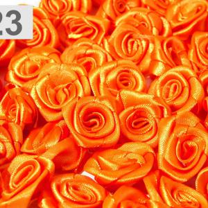 Kb. 15mm-es Szatén rózsa, virág - narancssárga