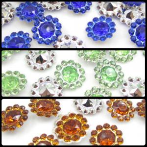 MAD04 - 11db 11mm-es köves műanyag gyöngy - almazöld, narancs, kék