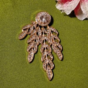 MED02 - Strasszköves levél mintás medál, őv dísz 58x86mm