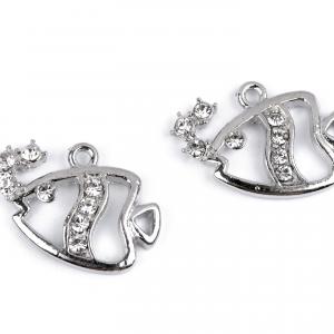 MED24 - Strasszköves gyöngyös hal medál, fülbevaló 15x22mm