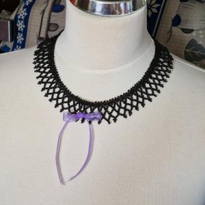 NYM77 - Fekete gyöngy nyaklánc masnival