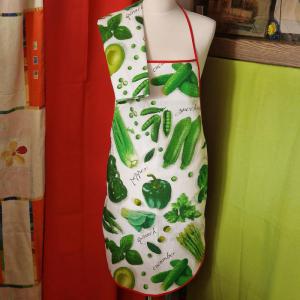 OTT59 - Zöldség mintás pamut konyhai szett: kötény, konyharuha (törlőkendő)