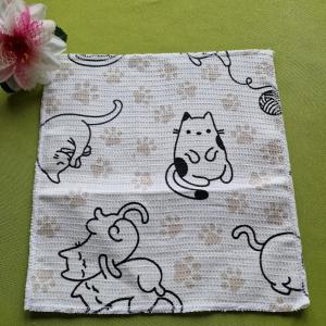 OTT96 - Cica mintás pamut gyerek kéztörlő - 21x25cm
