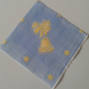 SZV13 Dekoupage - Retro: világos kék alapon arany masnis csengettyű 1 rétegű szalvéta