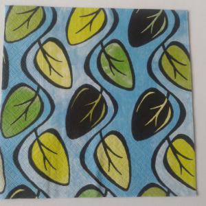 SZV25 Dekoupage - Kék alapon leveles ágak 3 rétegű szalvéta