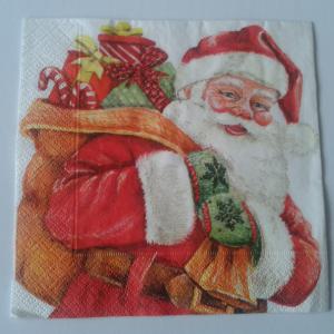 SZV64 Dekoupage - Mikulás hátizsákkal 3 rétegű szalvéta