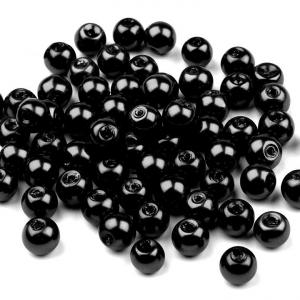 Tekla üveg gyöngyök, viaszolt gyöngyök - 50g fekete