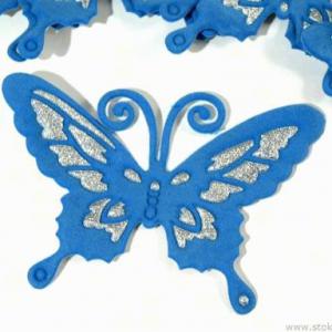 Vasalható csillogós pillangó 70x90mm - kék