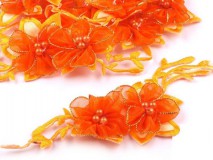 Vasalható narancssárga hímzett organza VIRÁGOK 50x70-75mm