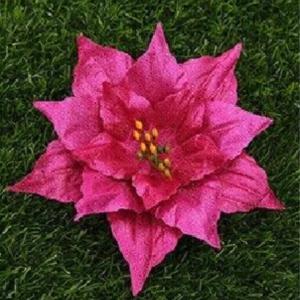 VIR22 - 15cm-es Csillogós mikulásvirág fej - magenta