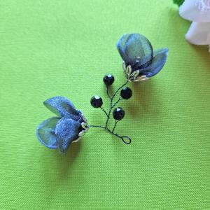 VIR25 - Virág dróton csiszolt kövekkel hand made - antracit színű