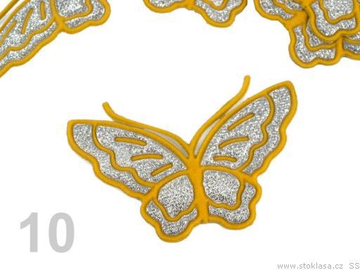 Vasalható Csillogós pillangó 45x65mm - napsárga