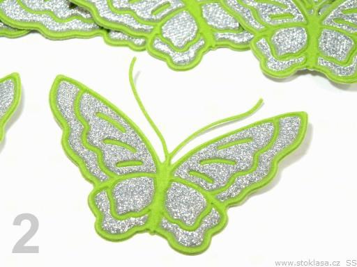 Vasalható Csillogós pillangó 45x65mm - zöld