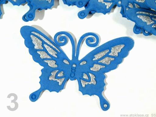 Vasalható csillogós pillangó 70x90mm - kék