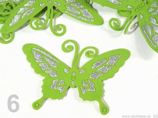 Vasalható csillogós pillangó 70x90mm - zöld