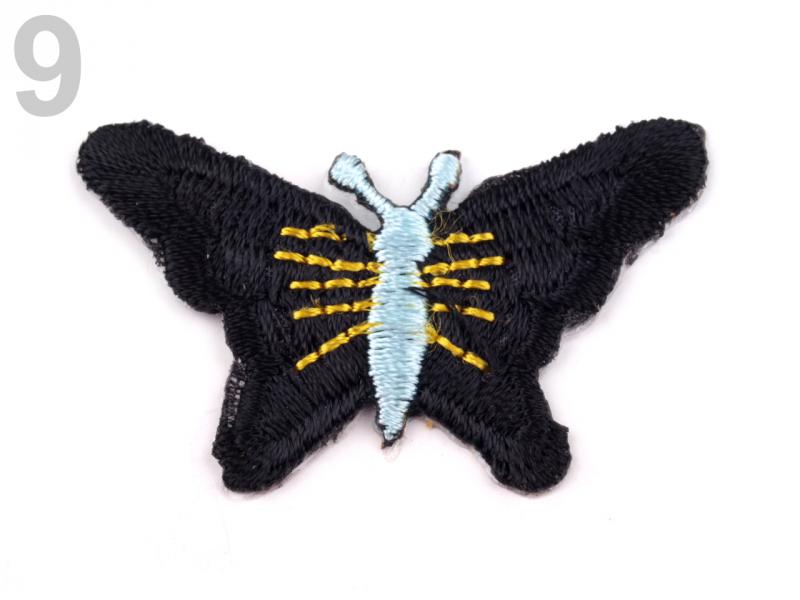 Vasalható hímzett fekete PILLANGÓ 30x40mm-es