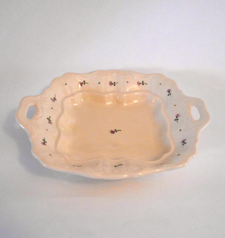 Áttört füles szögletes tál IV. - Borbás Marcsi dekorral