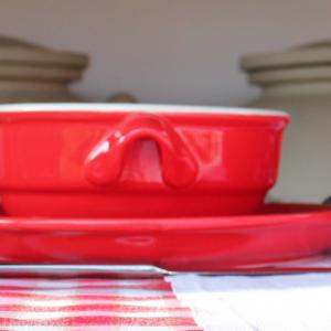 Gulyásos lapos tányér, piros