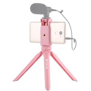 PULUZ mini asztali rózsaszín tripod, állvány mobiltelefon tartóval