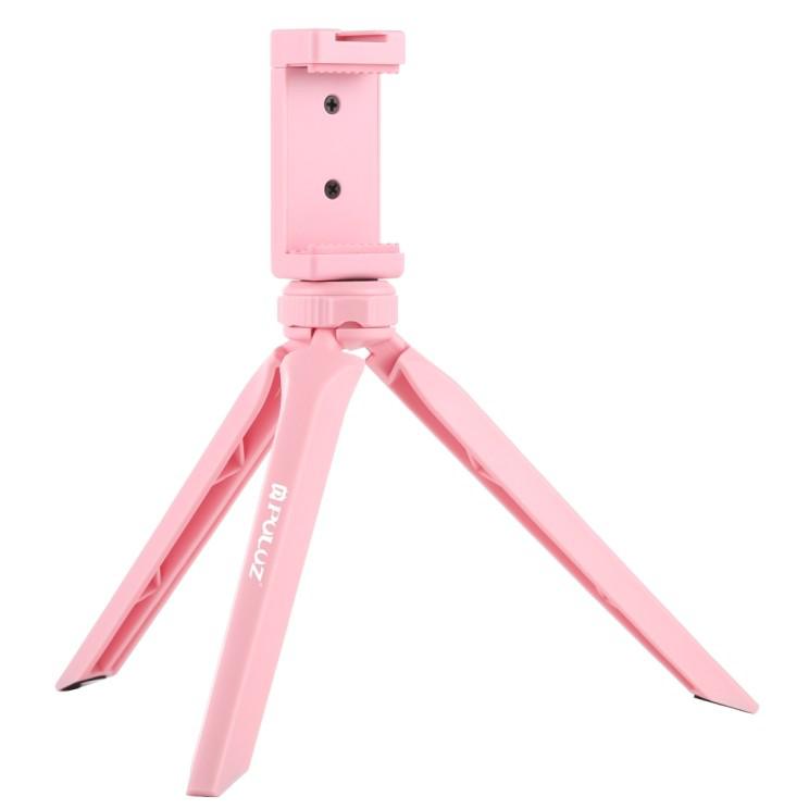 PULUZ mini asztali rózsaszín tripod, állvány mobiltelefon tartóval