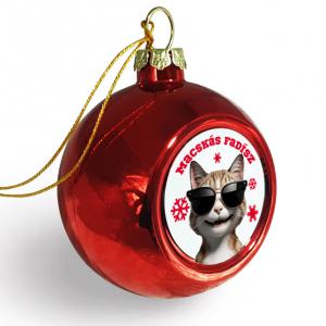 Macskás fadísz karácsonyfa gömb