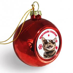Macskás fadísz karácsonyfa gömb