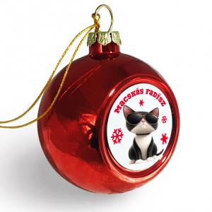 Macskás fadísz karácsonyfa gömb