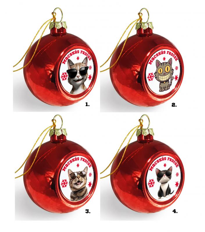 Macskás fadísz karácsonyfa gömb