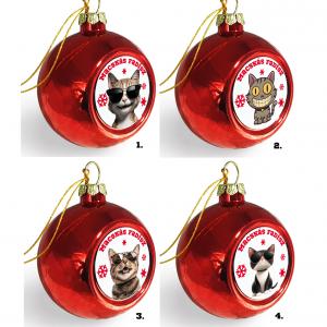 Macskás fadísz karácsonyfa gömb