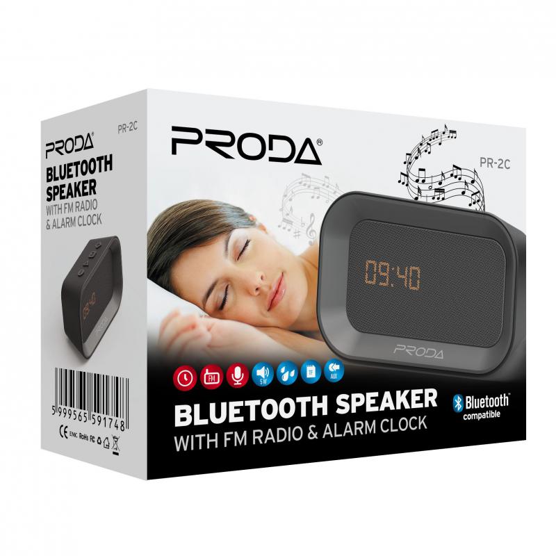 Proda bluetooth speaker PR-2C akkus ébresztő óra + rádió +bt