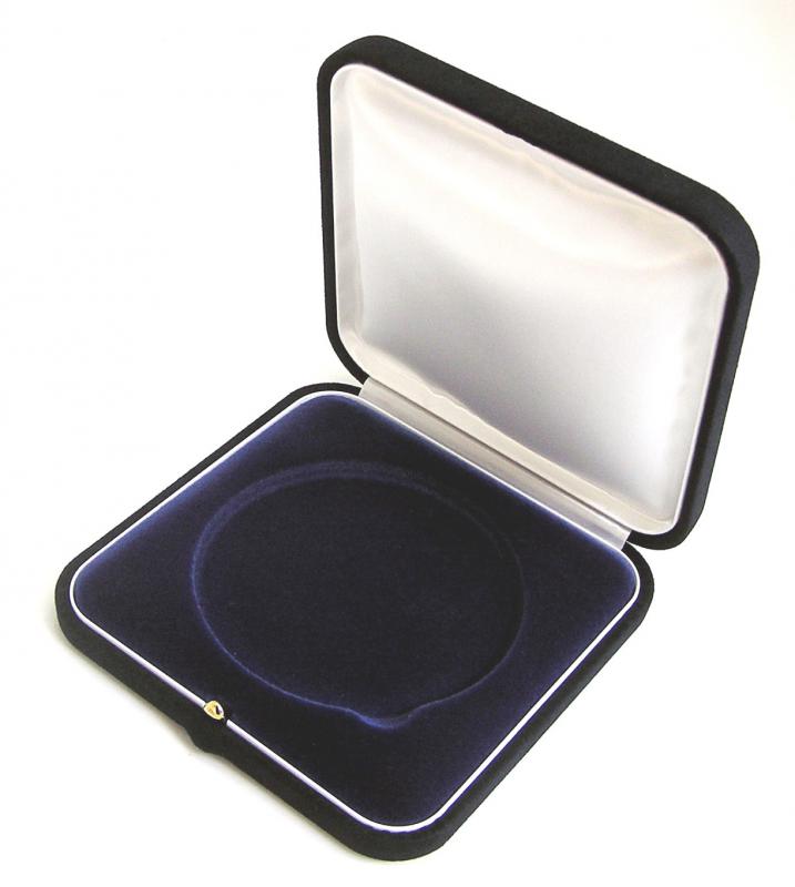 Gemini velúr borítású éremdoboz 125x125x30 mm, kék színben