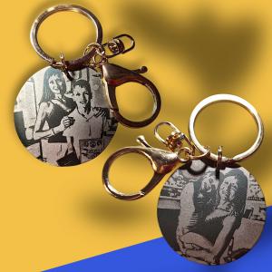 Kerek, fém kulcstartó, 40mm