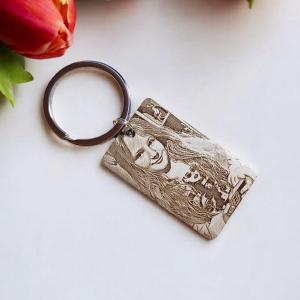 Téglalap fém kulcstartó