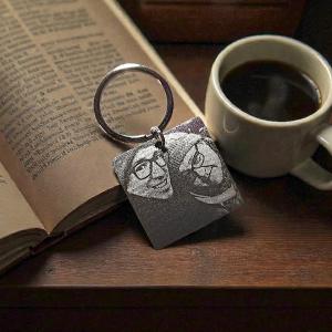 Négyzet fém kulcstartó