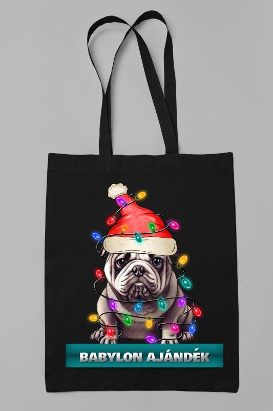 Angol bulldog karácsonyi vászontáska