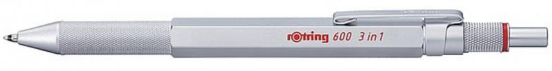 rOtring 600 multifunkciós 3:1 (fekete/piros/0,5 ceruza) írószer ezüst