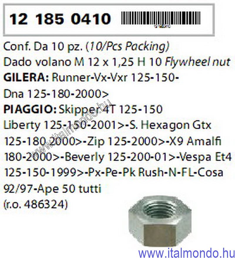 anya 12x1,25 főtengelyre RMS