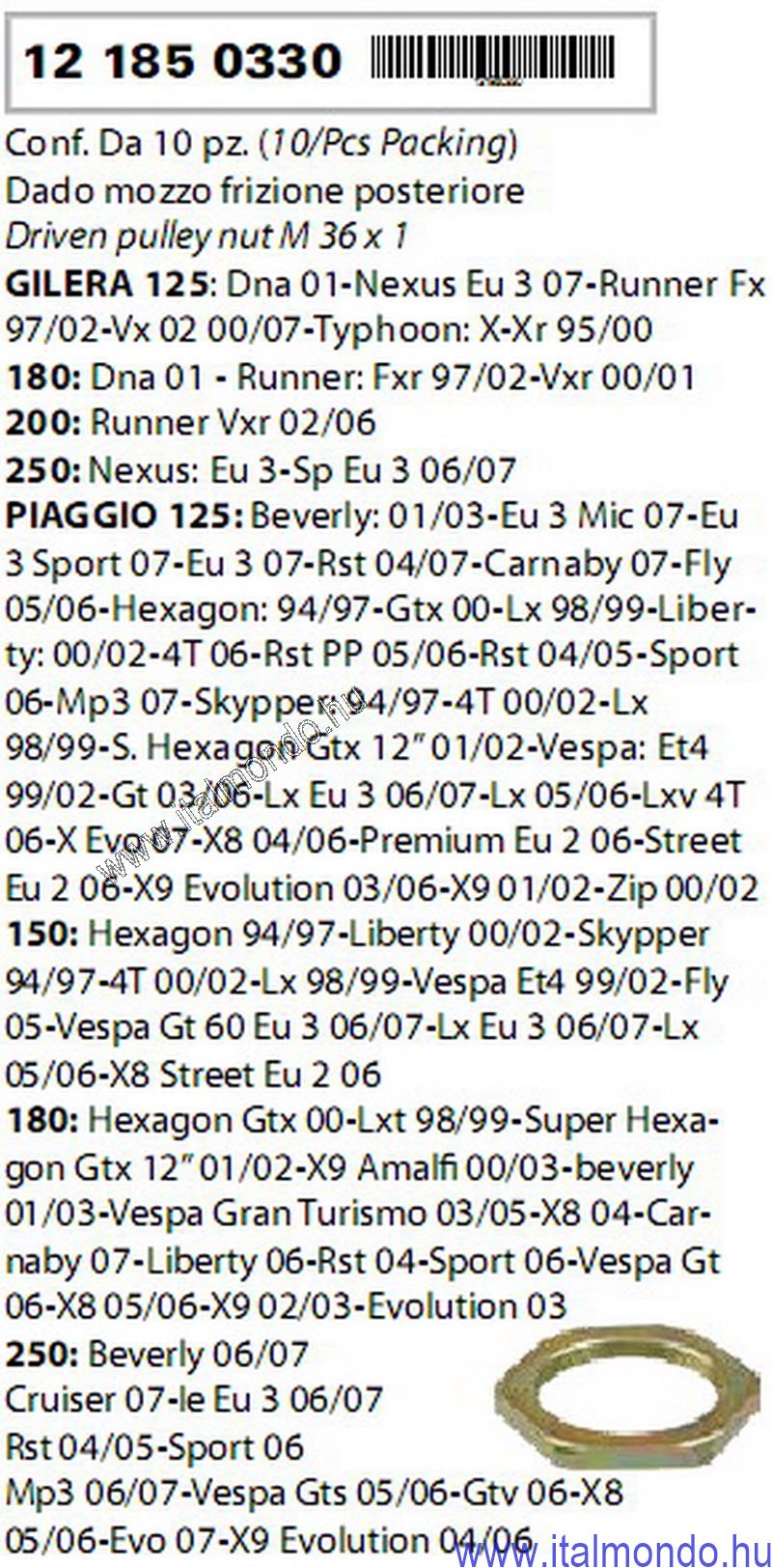 anya 36x1 hátsó szíjtárcsához FX-FXR-VXR RMS