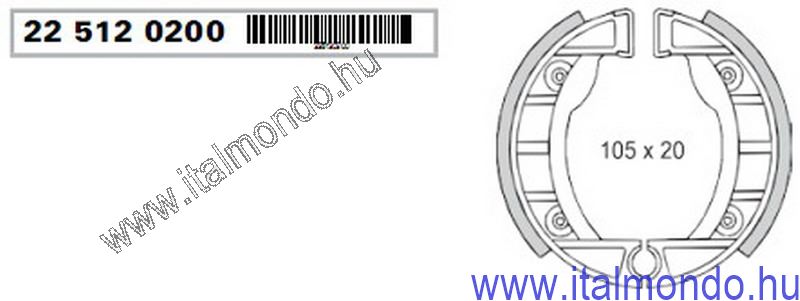 fékpofa SI első D=105x20 RMS