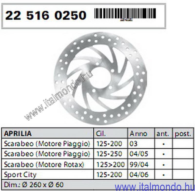 féktárcsa LEONARDO-SCARABEO-SPORTCITY-FX RMS