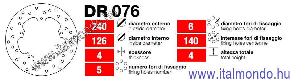 féktárcsa SUPER HEXAGON 125-180 első GRIMECA