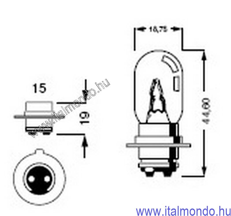 izzó 12V 35/35 japán PX15D 1 csapos
