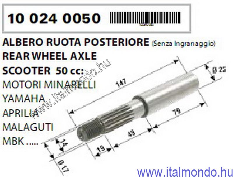 keréktengely hátsó csupasz MINARELLI RMS