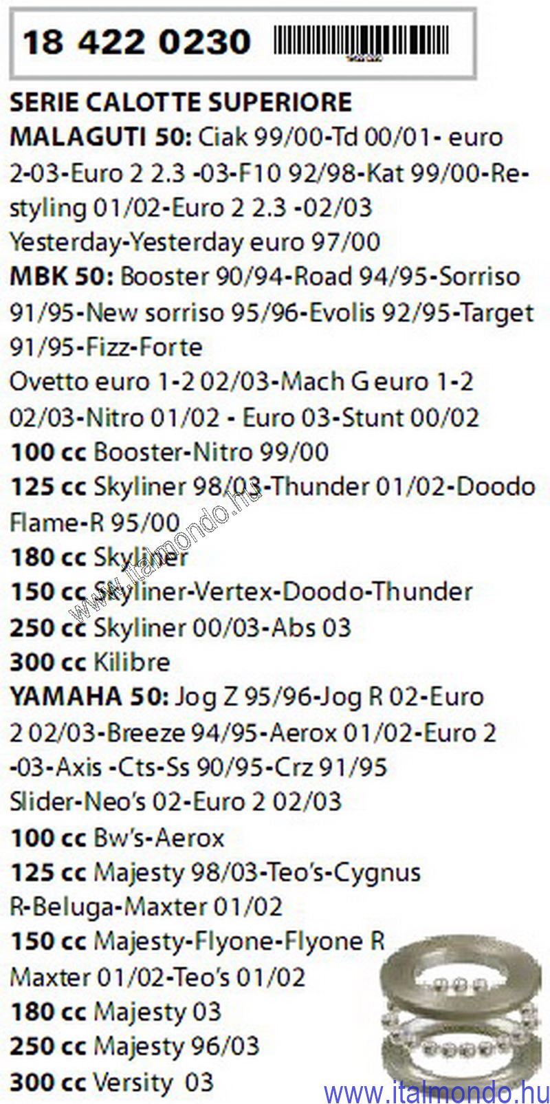 kormánycsapágy felső F10-BOOSTER RMS