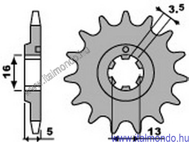 lánckerék első DERBI P.B.R.
