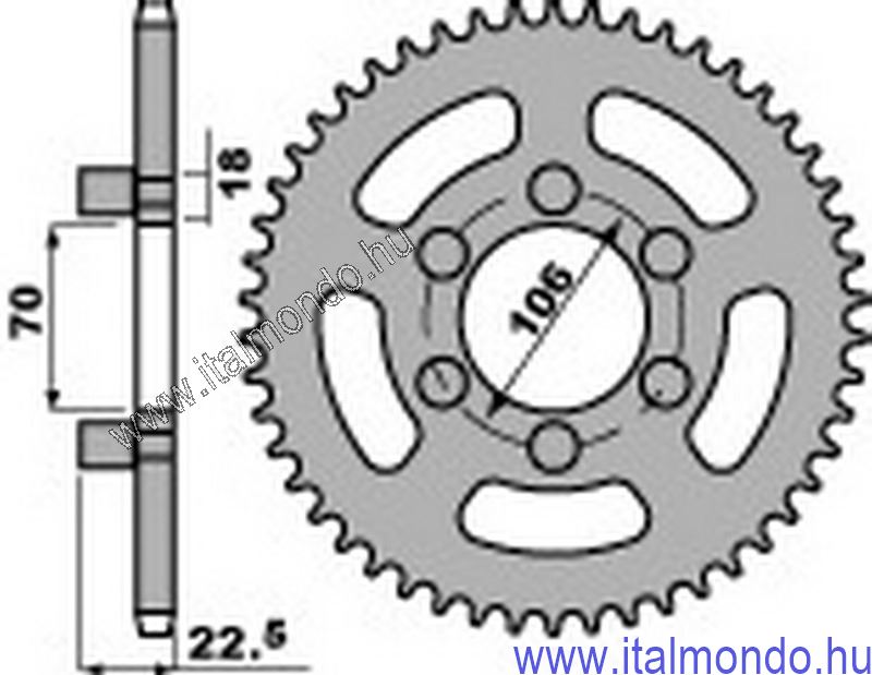 lánckerék hátsó GILERA GFR-CX 125 P.B.R.