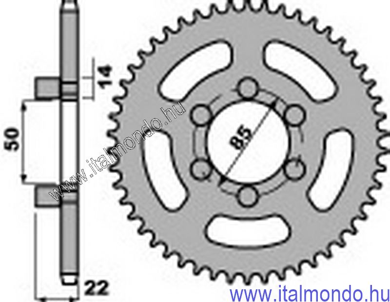 lánckerék hátsó RED ROSE 50 CLASSIC P.B.R.