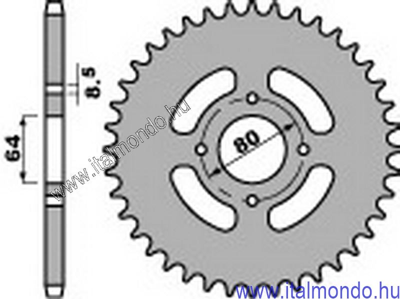 lánckerék hátsó YAMAHA DT 100 P.B.R.